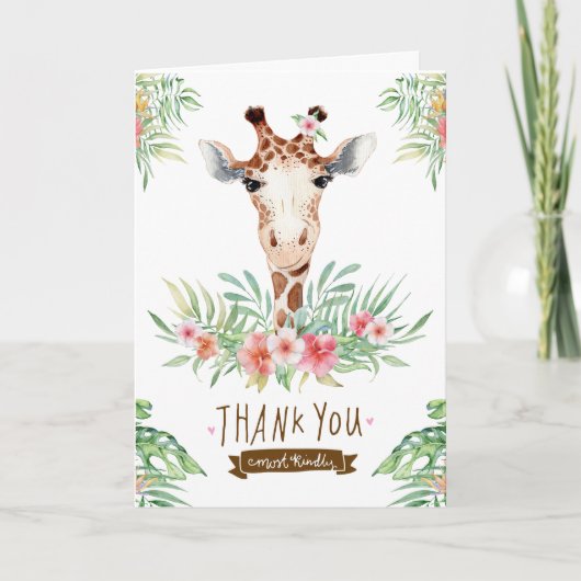 Carte Cute Giraffe Merci (Devant)