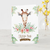 Carte Cute Giraffe Merci (Fleur jaune)