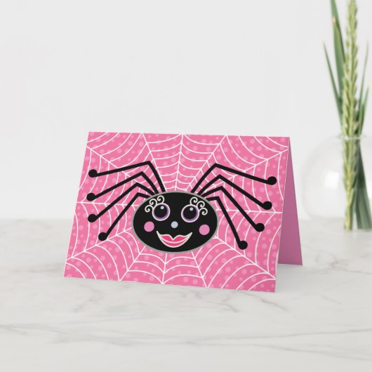 Carte Cute Girlie Spider sur Web Halloween (Devant)