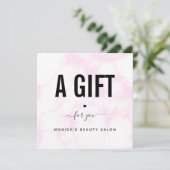 Carte Cute Girly Pink Pastel Marbre Salon de Beauté Logo (Debout devant)