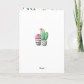 Carte Cute Girly Succulent Cactus aquarelle Anniversaire (Dos)