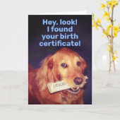 Carte Cute Golden Retriever avec certificat de naissance (Fleur jaune)