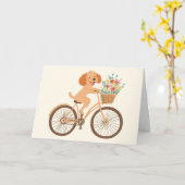 Carte Cute Goldendoodle Chien Vélo Fleurs de printemps (Fleur jaune)