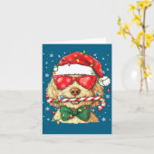 Carte Cute Goldendoodle Santa Hat Xmas Lights Goldendood (Fleur jaune)
