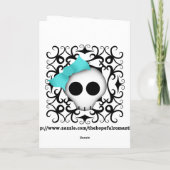 Carte Cute Goth crâne avec arc bleu (Dos)