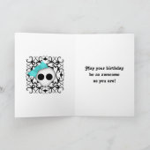 Carte Cute Goth crâne avec arc bleu (Intérieur)