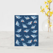 Carte Cute Great White Sharks Motif Océan (Fleur jaune)