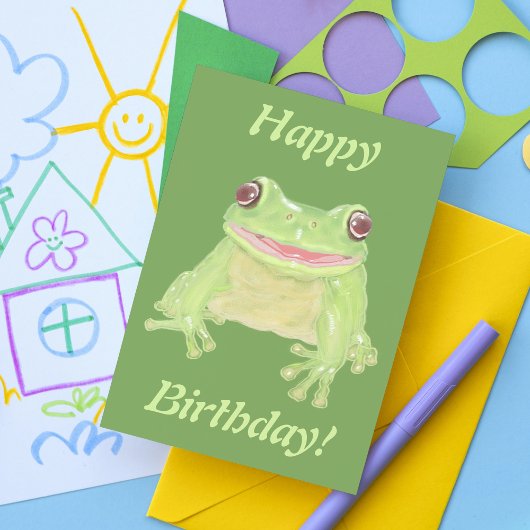 Carte Cute Green Tree Frog - transparent.