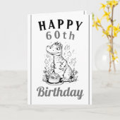 Carte Cute Grey and White Trex Husband 60e anniversaire (Fleur jaune)