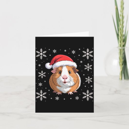Carte Cute Guinea G Wearing Santa Hat Christmas  (Devant)