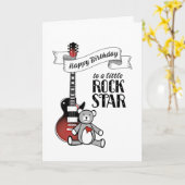 Carte Cute Guitare Teddy Rockstar Rock & Roll Anniversai (Fleur jaune)