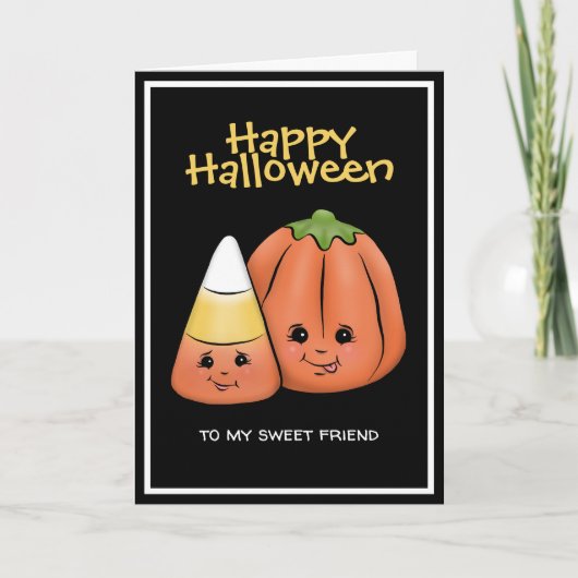 Carte Cute Halloween Candy Corn & Citrouille (Devant)