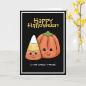 Carte Cute Halloween Candy Corn & Citrouille (Fleur jaune)