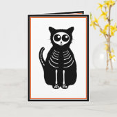 Carte Cute Halloween Cartographier Chat Squelette (Fleur jaune)