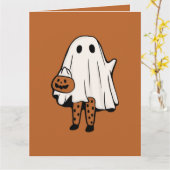 Carte Cute Halloween fantôme avec les bas Halloween (Fleur jaune)