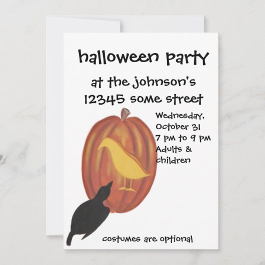 Carte Cute Halloween Jack O'Lantern et Crow (Devant)