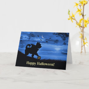 Carte Cute Halloween Yorkie Chien Vampire traitement