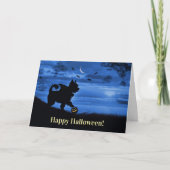 Carte Cute Halloween Yorkie Chien Vampire traitement (Devant)