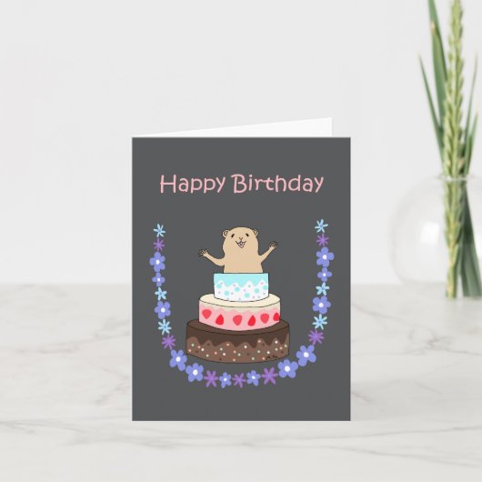 Carte Cute Hamster Anniversaire Gâteau drôle Anniversair (Devant)