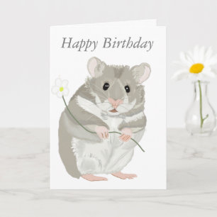 Carte Cute hamster gris et blanc
