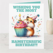 Carte Cute Hamster Lifting Cupcake Hamsterrific Annivers (Devant)