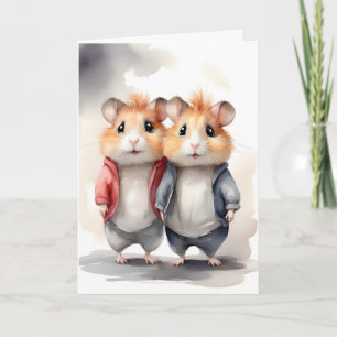 Carte Cute Hamsters Veste Best Pals Friends Portrait