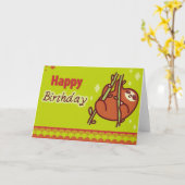 Carte Cute Happy Birthday Sloth (Fleur jaune)
