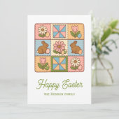 Carte Cute Happy Easter Bunny Quilt Pattern  (Debout devant)
