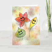 Carte Cute Happy Fall Card with Funny Cartoon Leaves     (Devant)