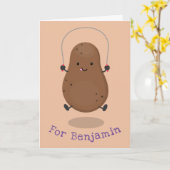 Carte Cute happy potato jumping rope cartoon (Fleur jaune)