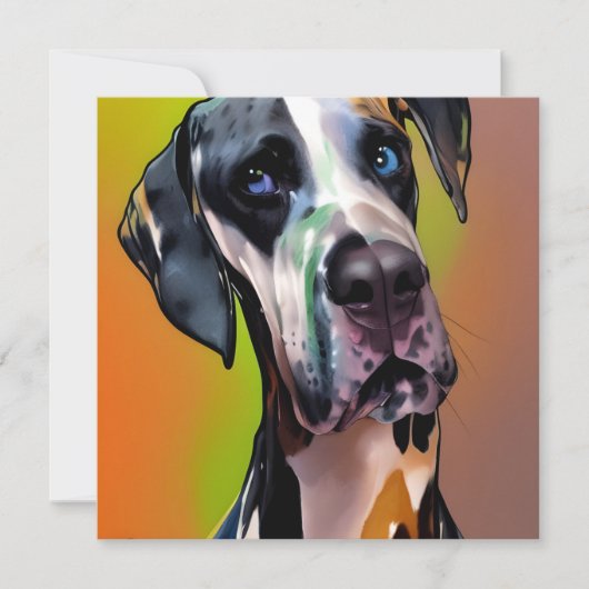 Carte Cute Harlequin Great Dane (Devant)