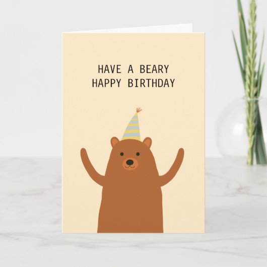 Carte Cute Have a Beary Happy Birthday Hug Pun (Devant)