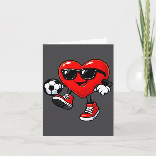 Carte Cute Heart Playing Soccer Valentines Day Soccer Bo (Devant)