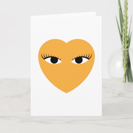 Carte Cute Heart with Eyes on White Card (Devant)