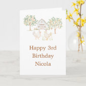 Carte Cute Hens Farm Barn Birthday Party (Fleur jaune)