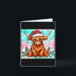 Carte Cute Highland Cow Christmas Lights Merry Xmas Cows<br><div class="desc">Cute Highland Cow Christmas Lights Merry Xmas Cows Farmer Pj</div>
