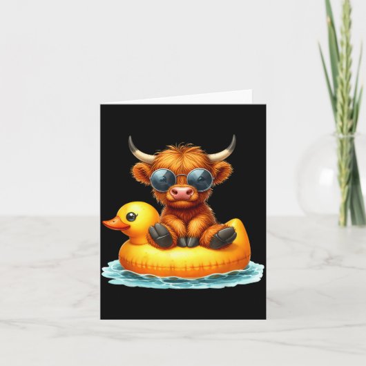 Carte Cute Highland Cow Duck Ol Float Summer Vibes Swimm (Devant)