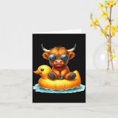 Carte Cute Highland Cow Duck Ol Float Summer Vibes Swimm (Fleur jaune)