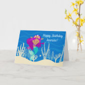 Carte Cute Hispanique Sirène Anniversaire Fille Enfants  (Fleur jaune)