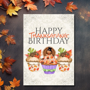 Carte Cute Holiday Cupcakes Bon thanksgiving anniversair