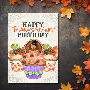 Carte Cute Holiday Cupcakes Bon thanksgiving anniversair