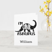 Carte Cute I'm One Asaurus Dinosaur 1er anniversaire (Fleur jaune)