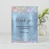 Carte Cute iridescen glace bleu faux parties scintillant (Debout devant)