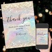 Carte Cute iridescente fausse parties scintillant or mer