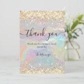 Carte Cute iridescente fausse parties scintillant or mer (Debout devant)