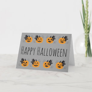 Carte Cute Jack-o'-lantern Citrouille Orange Boarder