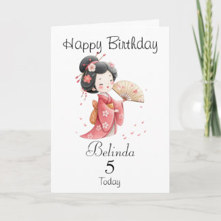 Carte Cute Japanese/Geisha Girl Personalized Birthday