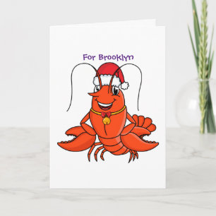 Carte Cute joyeux homard portant le dessin du casquette 