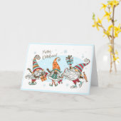 Carte Cute Joyeux Noël Elfes Gnomes Aquarelle Amusant P (Fleur jaune)