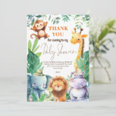 Carte Cute Jungle Animaux Baby shower Merci (Debout devant)